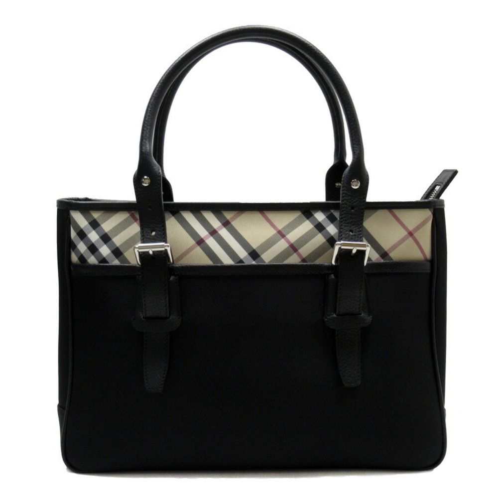 Burberry Shoulder Black Canvas Leather Nova Beige Tan Check Bag - Picture 2 of 3